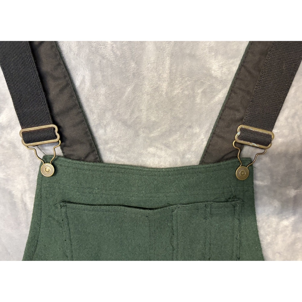 VTG Codet Bib Overalls Mens Mediun 30 in Green Wool Blend  Hunting Outdoor 90s - Picture 6 of 12